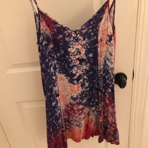 Pink and blue pattern flowy dress